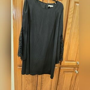 Chic Black Long Sleeve Dress with Lace Detail